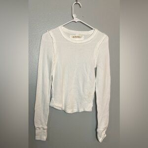 Free People White Long Sleeve Top